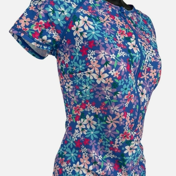 NWT Cupshe Floral Print Front Zip Rashguard One Piece Swimsuit - Picture 4 of 11